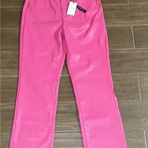 NWT Judy Blue Hot Pink Faux Leather Pants